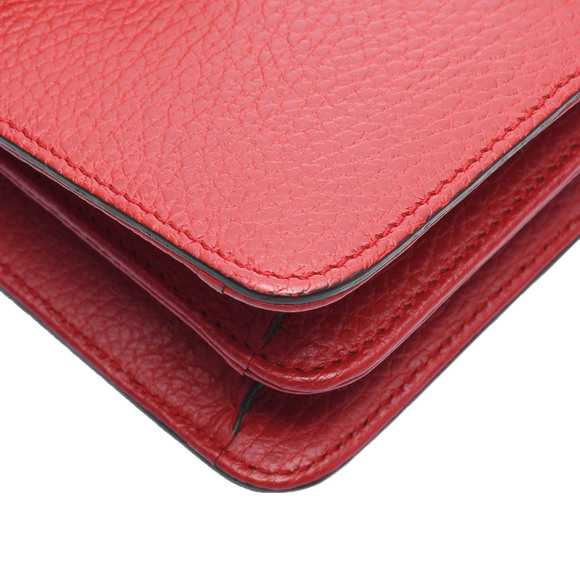 Gucci Interlocking G Chain Shoulder Bag Outlet Red Leather - Picture 9 of 11